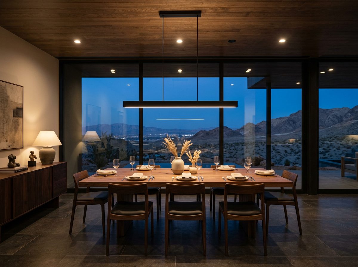 Modern pendant lights installed over a kitchen island in a Las Vegas home